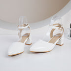 New Thick Heel Candy Color Buckle Pointed Toe Sandals For Women