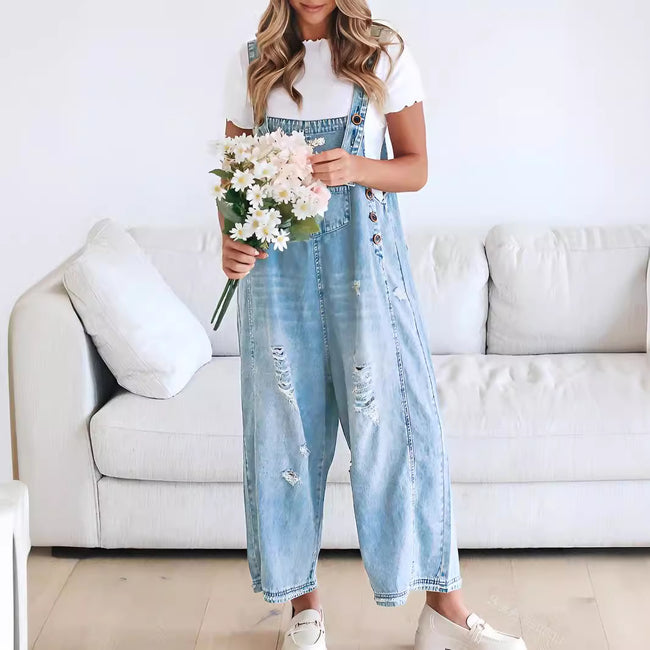 Casual Siamese Suspender Jeans For Women Hover Image