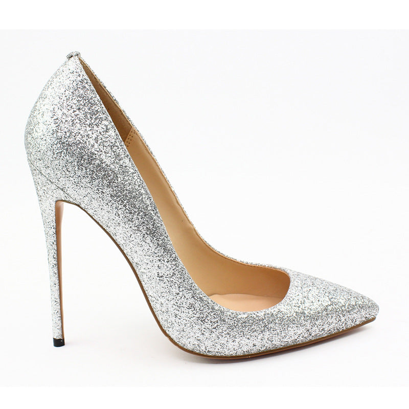 Glitter pointed high heels