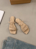 Summer Korean Style Square Toe Peep Toe Sandals For Women