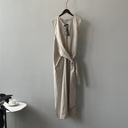 Waist Trimming Lace Up Sleeveless Dress Summer New
