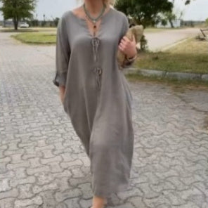 Casual Loose Women's Wear Solid Color Simple Dress