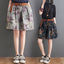 New Fat Sister Print Thin Wide Leg Shorts Women