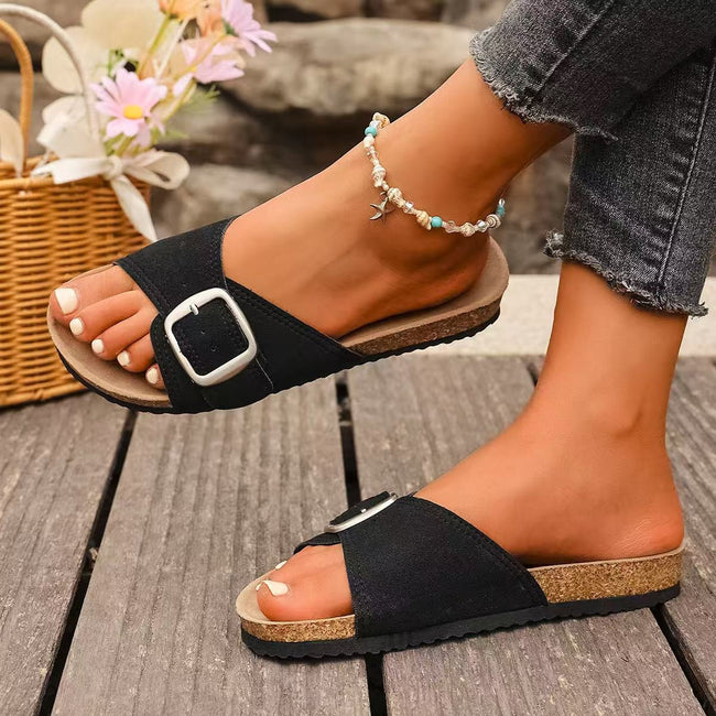 Summer New European And American Fashion Belt Buckle Open Toe Sandals Women Hover Image