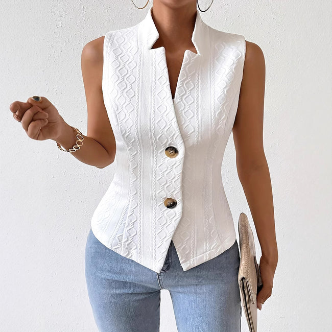 Women's Sleeveless Blazer Button Vest Main Image