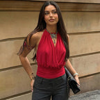 Sexy Deep V-Neck Camisole Womens Fashion Waist-Cinching Lace-Up Bustier