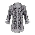 Women Leopard Print Three-Quarter Sleeve Loose Casual Shirt