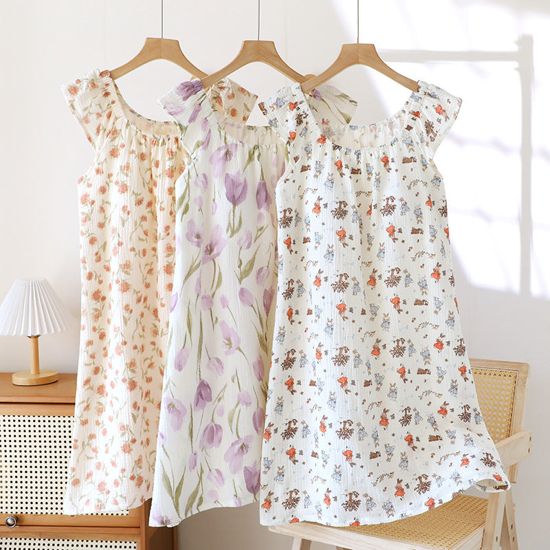 Womens Cotton Gauze Breast Pads Camisole Dress