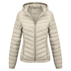 Women's Solid-Color Zippered Hooded Winter Coat Jacket Casual