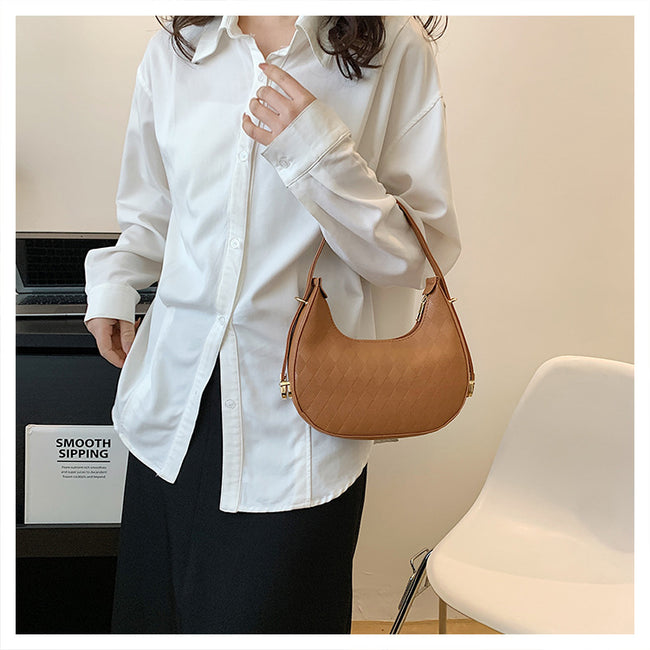 French Underarm Bag Elegant Small Shoulder Rhombus Pattern Handbag Women Main Image