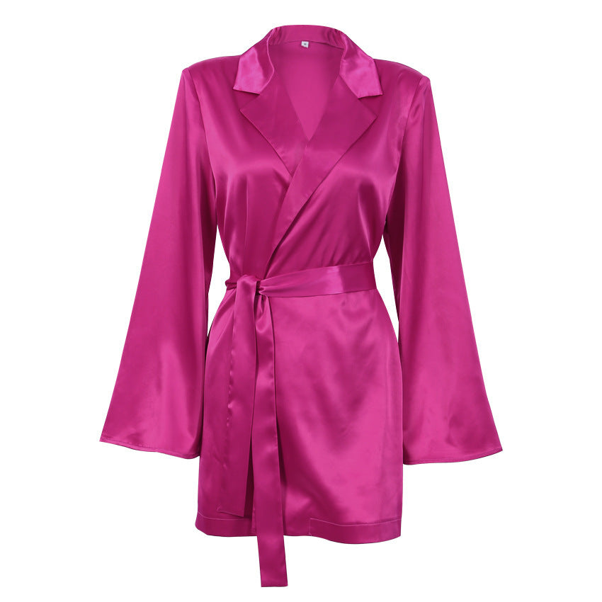 Halterneck Vest Set Lace-up Skirt Trousers Drape Satin Suit
