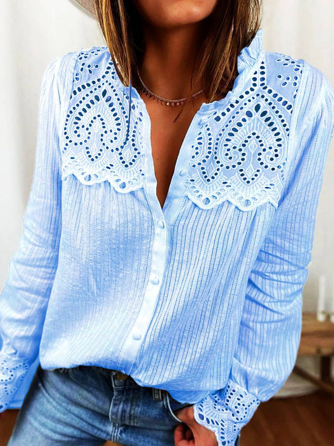 Autumn New Women's Lace Stitching Shirt Women Hover Image