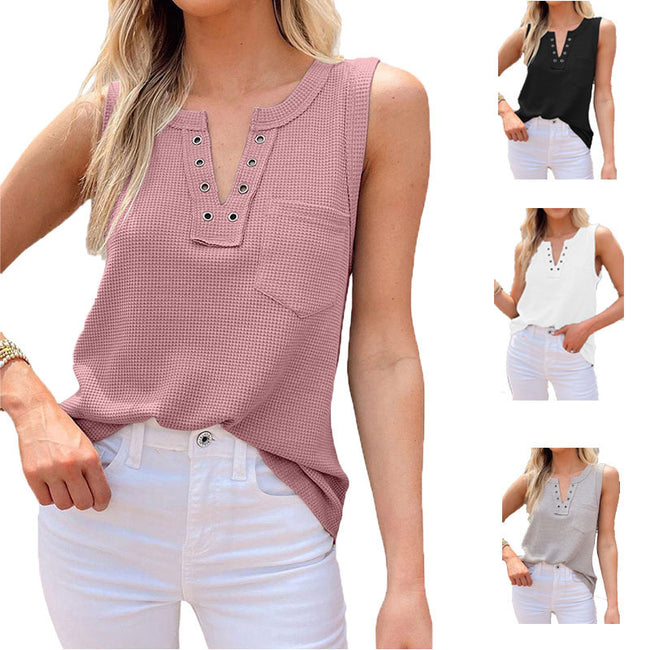 Solid-color V-neck Loose-fitting Womens Camisole Hover Image