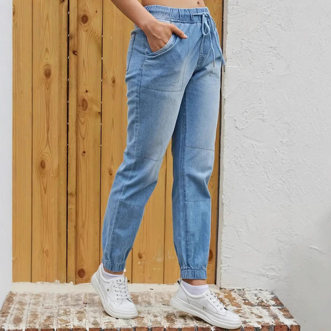 Elastic Waistband Jeans For Women Main Image
