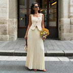 Fashionable And Elegant Set Pleated Long Skirt Suit For Women