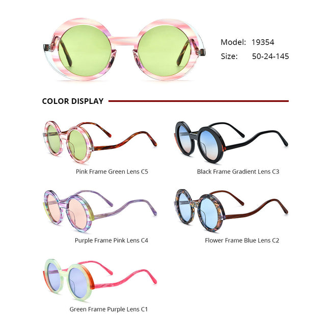 Multi-color Board Large Round Sunglasses For Men And Women Main Image