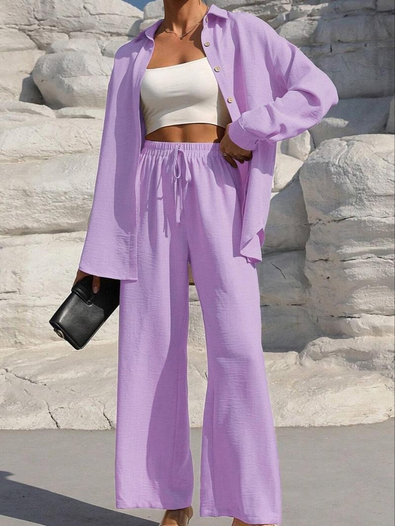 Fashion Graceful Plus Size Women's Long Sleeve Cardigan Two-piece Set Casual Solid Color Suit