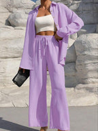 Fashion Graceful Plus Size Women's Long Sleeve Cardigan Two-piece Set Casual Solid Color Suit