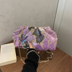 Chain-Strap Embroidered Fashion Clutch Bag