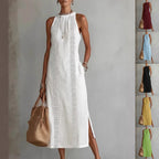 Women's Halter Neck Sleeveless Dress Lace Patchwork Holiday Style Summer Top