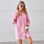 Washed Raw Edge Denim Dress Stitching Long-sleeved Cardigan