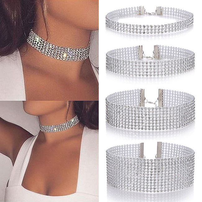 Fashion Women Full Crystal Rhinestone Choker Necklace Wedding Jewelry Chokers Necklaces For Women Hover Image