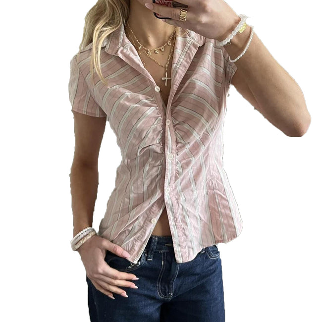 Fashionable And Comfortable New Striped Cinched Blouse Women Main Image