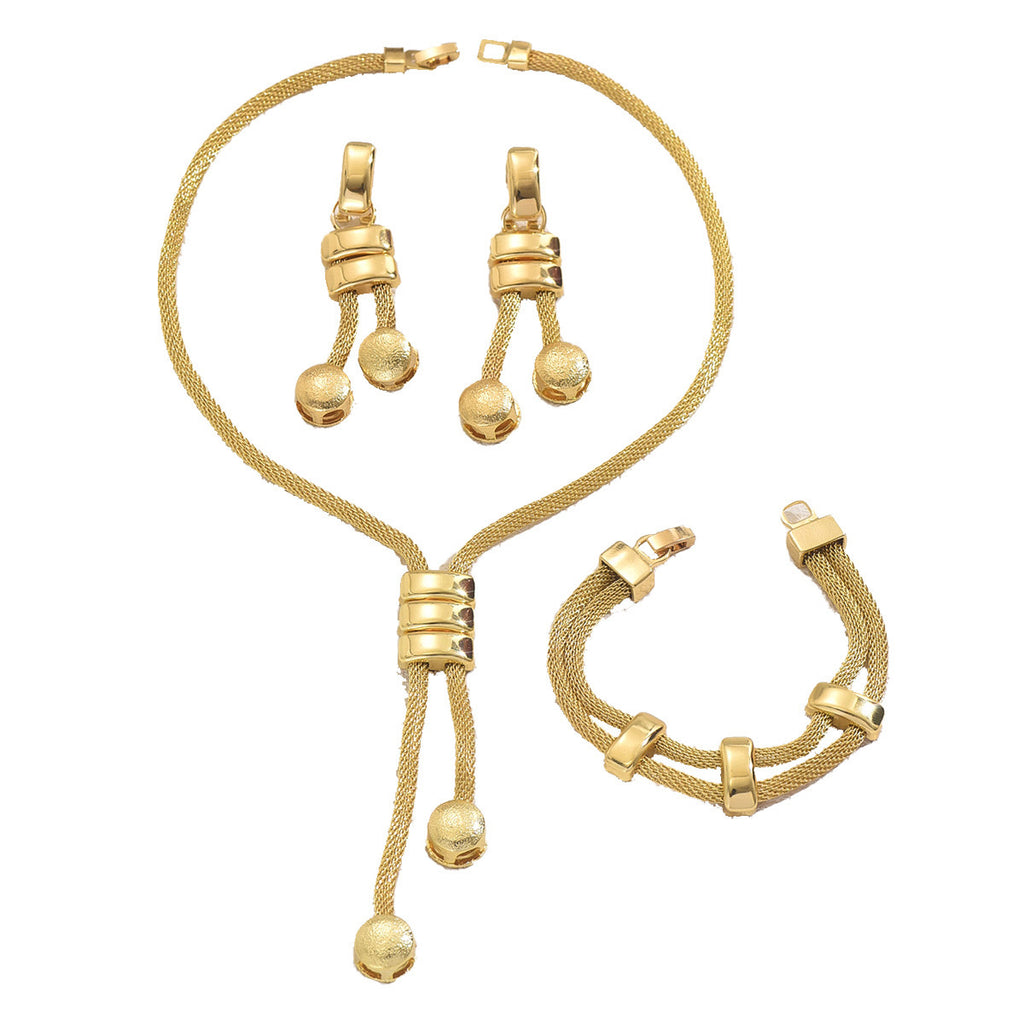 Women's Jewelry Set 18K Electroplated Long Necklace Geometric Bracelet For Women