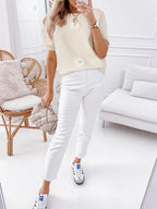 Round Neck Sweater With Short Sleeves Women