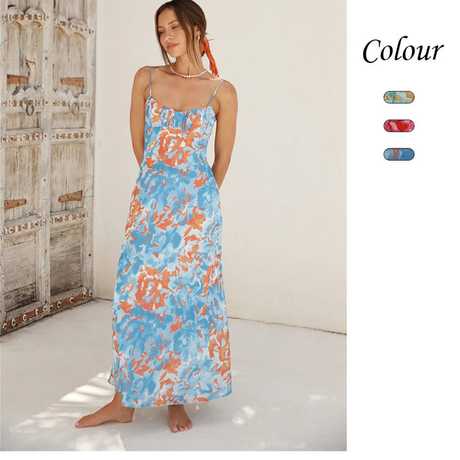 Women's Thin Belt Beauty Back Low-cut Sling Dress Main Image