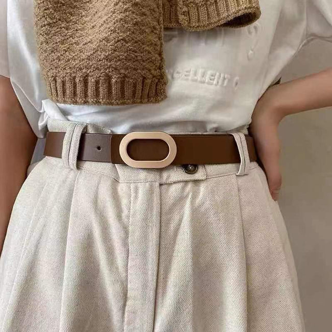 Oval Buckle Women's Belt Korean Style Versatile Casual Fashion Simple Matching Sweater Suit Skirt Pant Hover Image