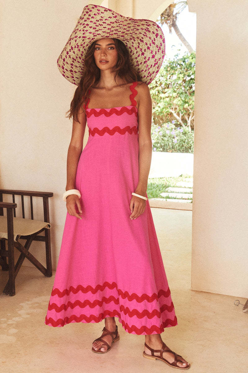 Women's SpringSummer New Suspender Printed Long Dress