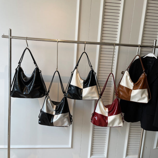 Color Contrast Patchwork Tote Bag For Women Main Image