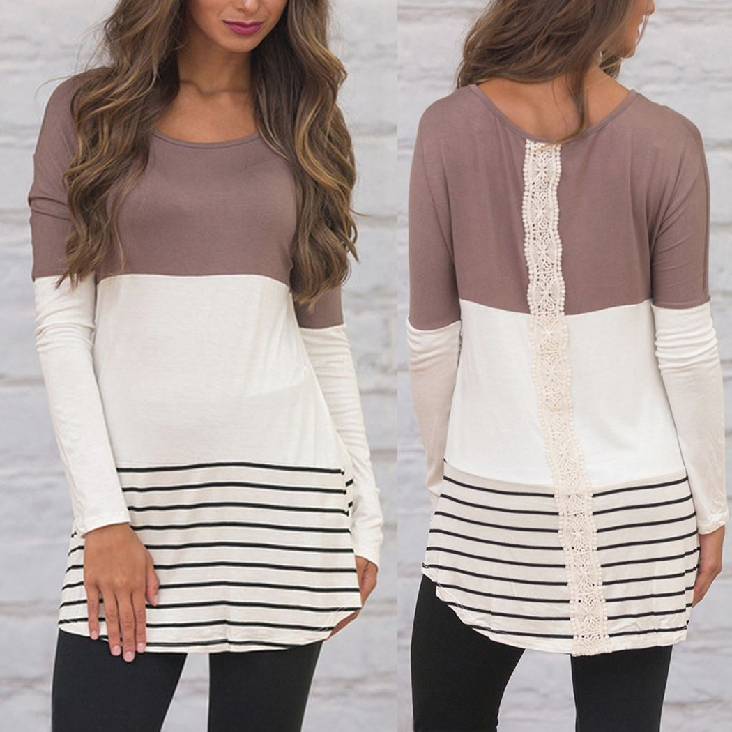 Lace Stitching Slim-fit Sweater Women