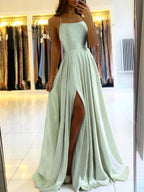 Amazon Long European And American Style Dress Slim Strap Back-to-back Dress High Slit Dance Host Dress