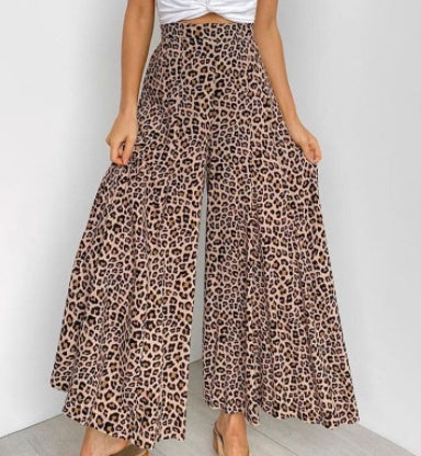 New Cotton Elastic High Waist Brown Leopard Print Large Skirt
