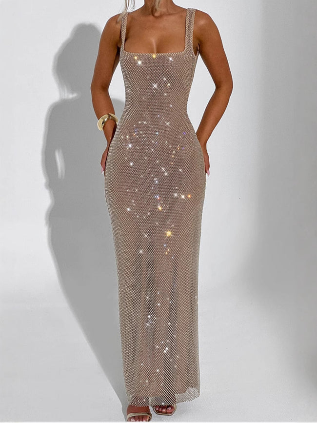 Sexy Double-shoulder Strap Sequins Net Drill Suspenders Dress Main Image