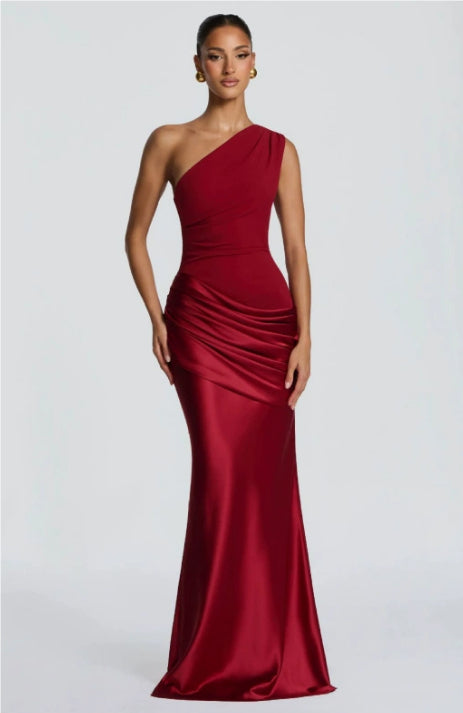 Elegant Womens Long One-Shoulder Dress