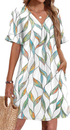 Women's V-neck Vacation Elegant Ruffled Dress With Pockets