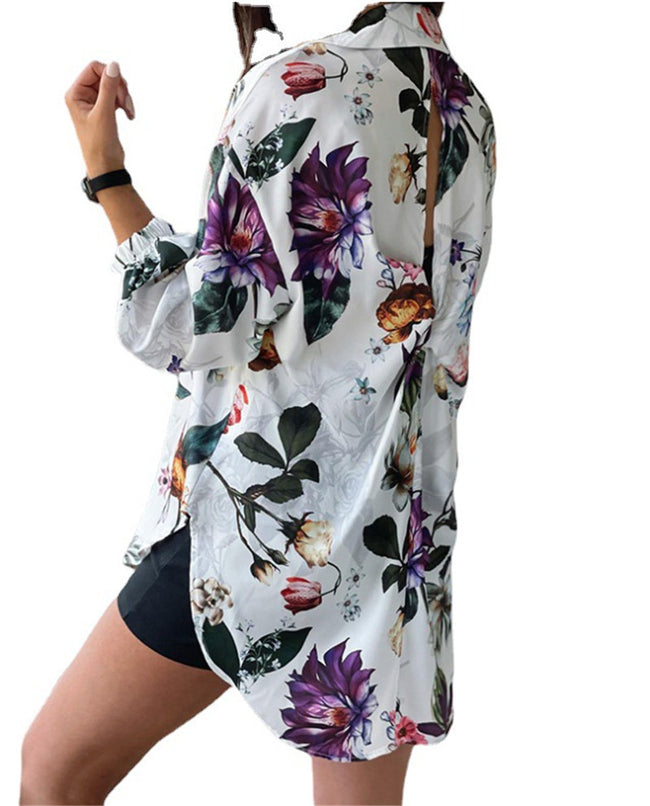 Long Sleeve Lapel Ladies Shirt Women Main Image
