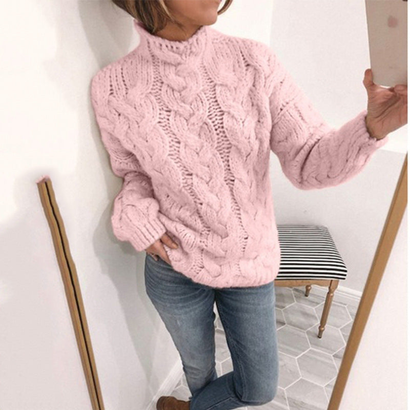 Explosive High-Neck Fashion Twist Sweater Women