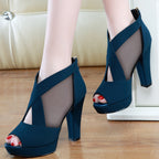 Mesh fish mouth high heels