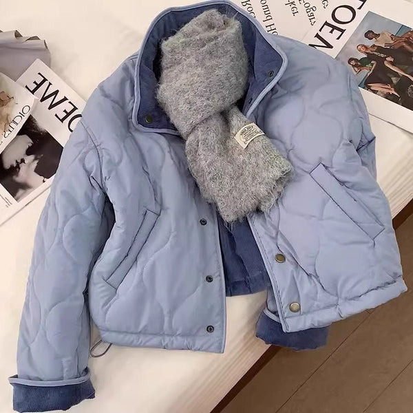 Blue Anti-aging Loose Women's Corduroy Niche Cotton Jacket