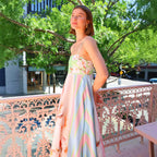 Strap Graffiti Print Swing Dress Women
