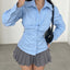Fashion Design Sense Buttoned Waist Long Sleeve Shirt Women