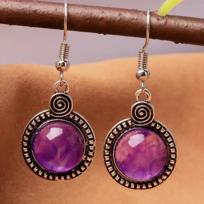 Retro Geometric Round Zircon Trendy Jewelry Earrings For Women
