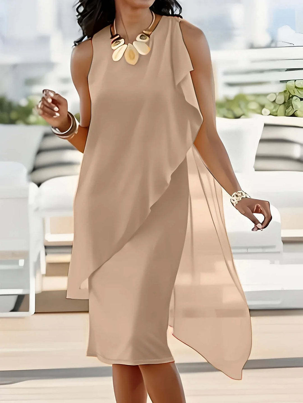 Summer Urban Women Elegant Irregular Chiffon Dress