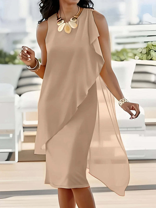 Summer Urban Women Elegant Irregular Chiffon Dress Hover Image