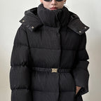 New Waist Belt Down Jacket Women's Waist Slimming Crumpled Thickened Slim Fit