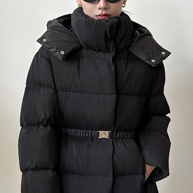 New Waist Belt Down Jacket Women's Waist Slimming Crumpled Thickened Slim Fit Main Image